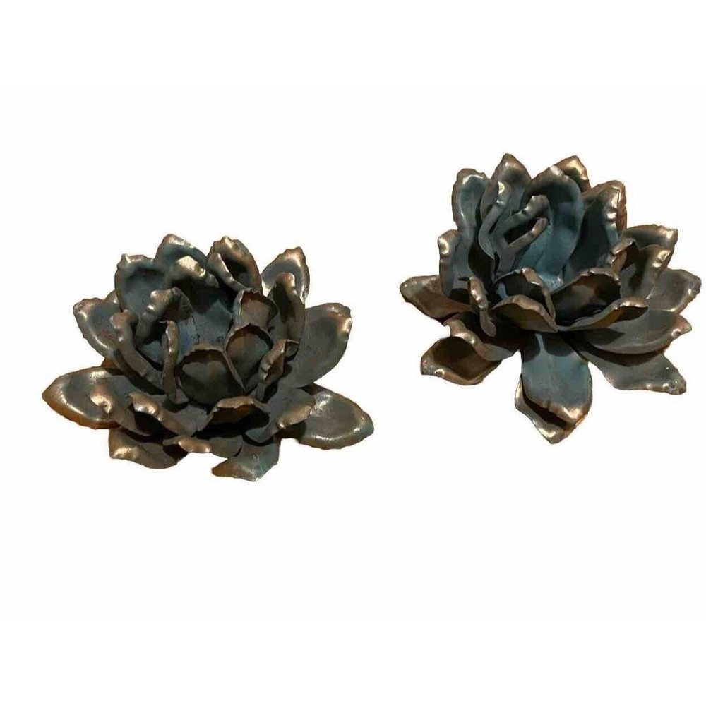 Two Metal flowers for crafts, jewelry, embellishments, accents - Water Lily